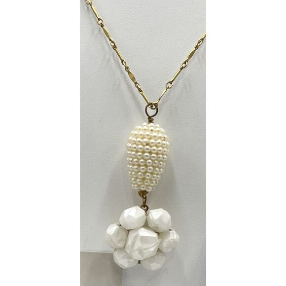 Lenora Dame Designer Beautiful Gold Tone Chain Necklace and Pearl Flower Pendant - Picture 2 of 9